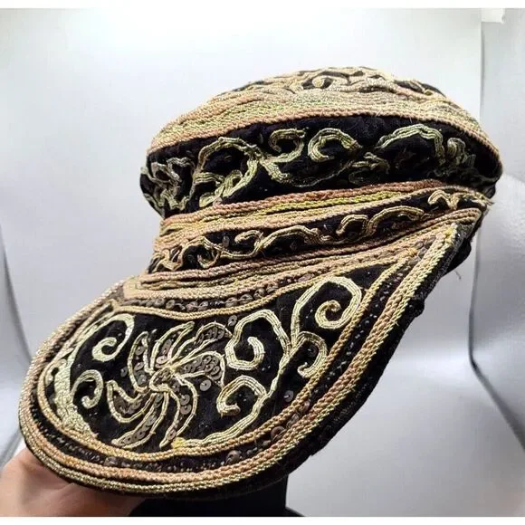Vintage Brass Metal Sequin Thai Burmese Hat 8in - Picture 3 of 4